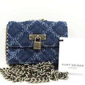 KURT GEIGER Micro Brixton Blue Cotton Crossbody Bag/Wallet